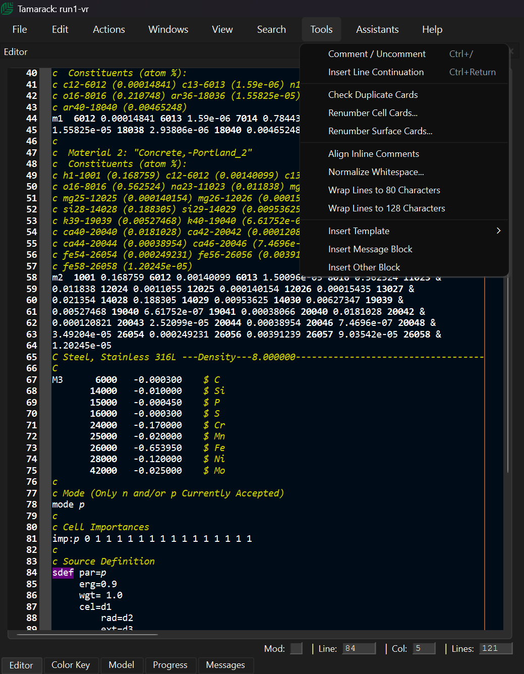 MCNP input creation